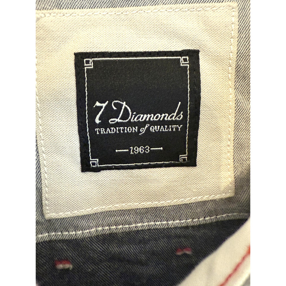 7 Diamonds Shirt Mens 2XL Gray Western Pearl Snap Long Sleeve Chambray Casual - Picture 4 of 8